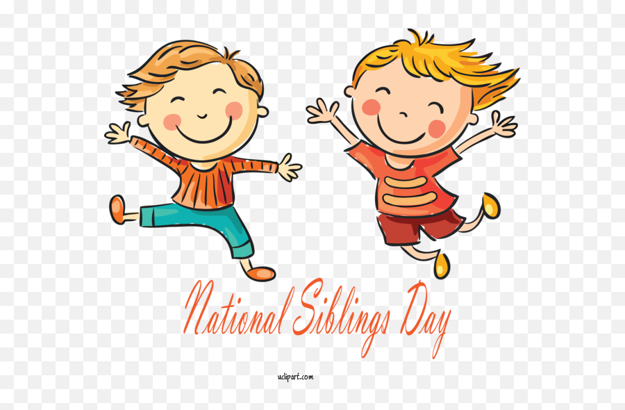 Holidays Cartoon Happy Child For Siblings Day - Siblings Day Emoji,Happy Day Clipart