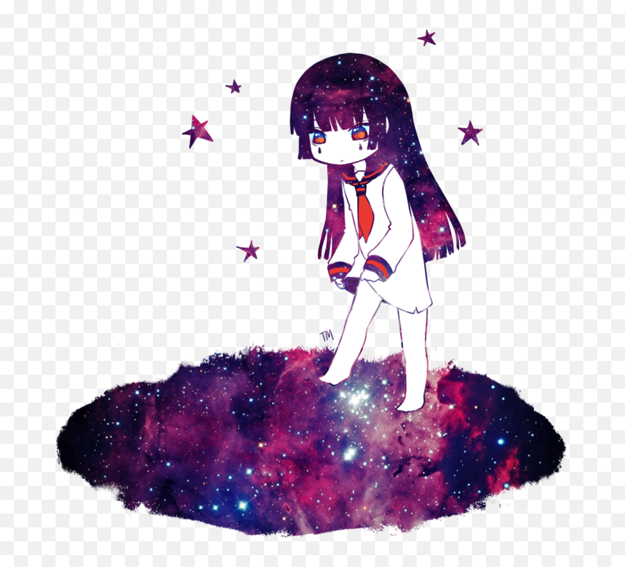 On - Galaxy Anime Girl Png Emoji,Anime Girl Transparent