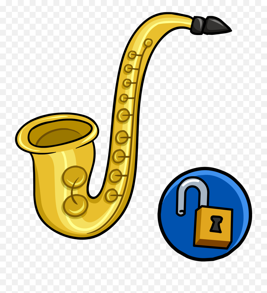 Saxophone Clipart Yellow - Club Penguin Saxophone Saxophone Clip Art Emoji,Saxophone Clipart