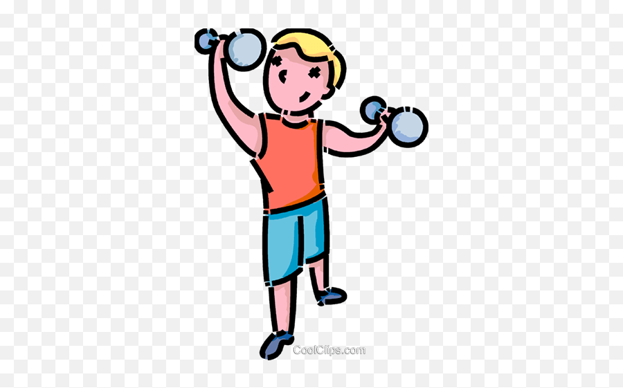 Boy Lifting Weights Royalty Free Vector Clip Art - Kid Lifting Weight Transparent Emoji,Weight Clipart