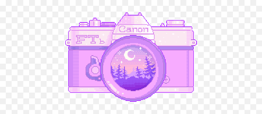Canon Camera Purple Aesthetic Sticker - Kawaii Camera Pixel Art Emoji,Aesthetic Camera Logo