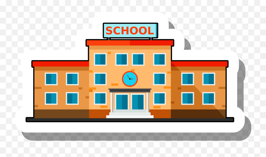 School Building Escuela Ilration Cartoon Stickers - Cartoon School Building Png Emoji,Building Clipart