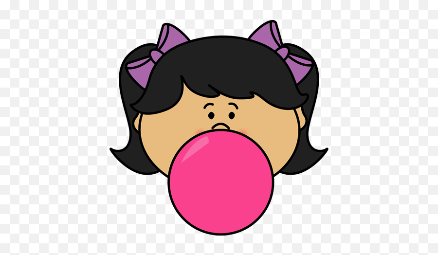 Girl Blowing Bubblegum Bubble Clip Art - Blow Bubblegum Clipart Emoji,Bubble Clipart