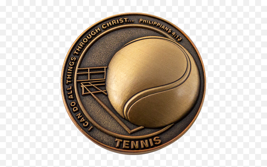 Tennis Team Antique Gold Plated Sports Coin - Philippians 413 Emoji,Sports Products Logo