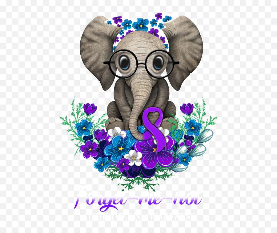 For Get Me Not Elephant Purple Ribbon Alzheimer Shower Emoji,Alzheimer's Clipart