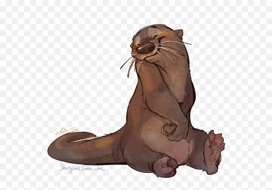 Happy As An - Otter Art Transparent Full Size Png Download Emoji,Otter Transparent