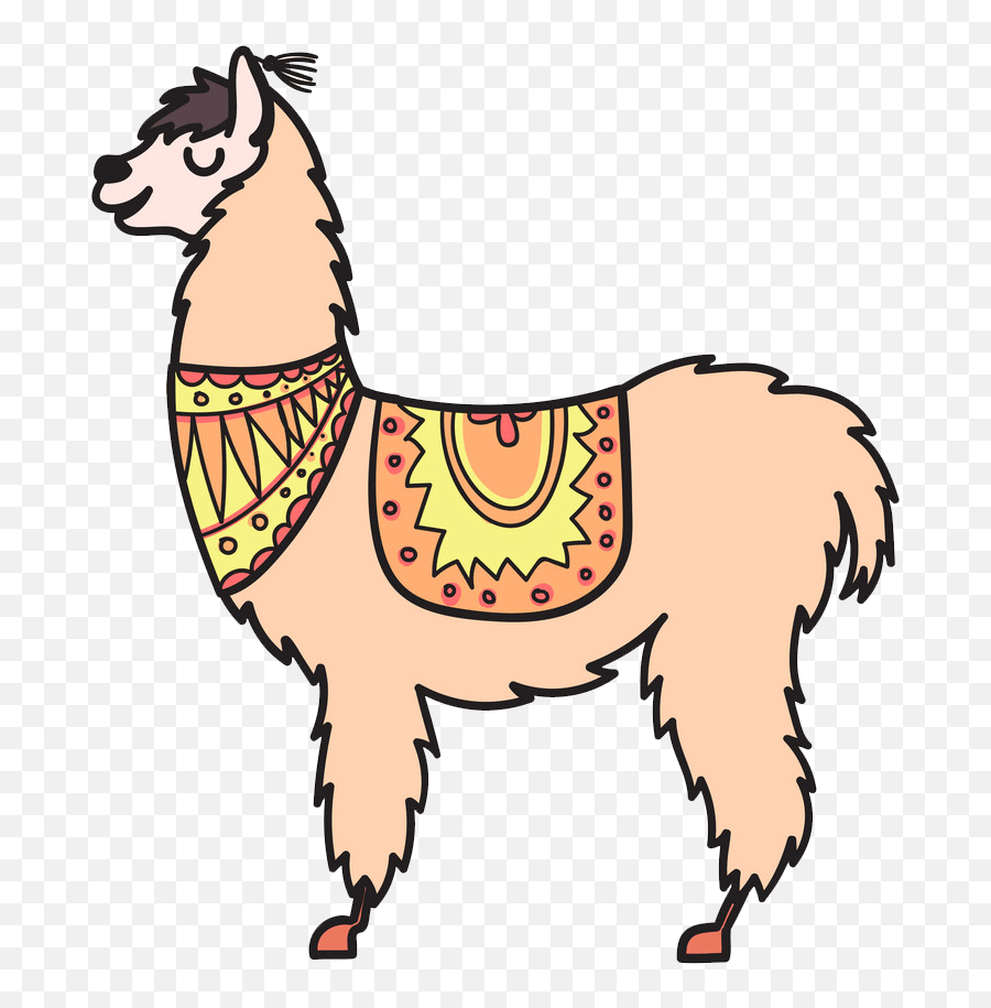 Llama Clipart - Cartoon Llama Line Drawing Emoji,Llama Clipart Black And White