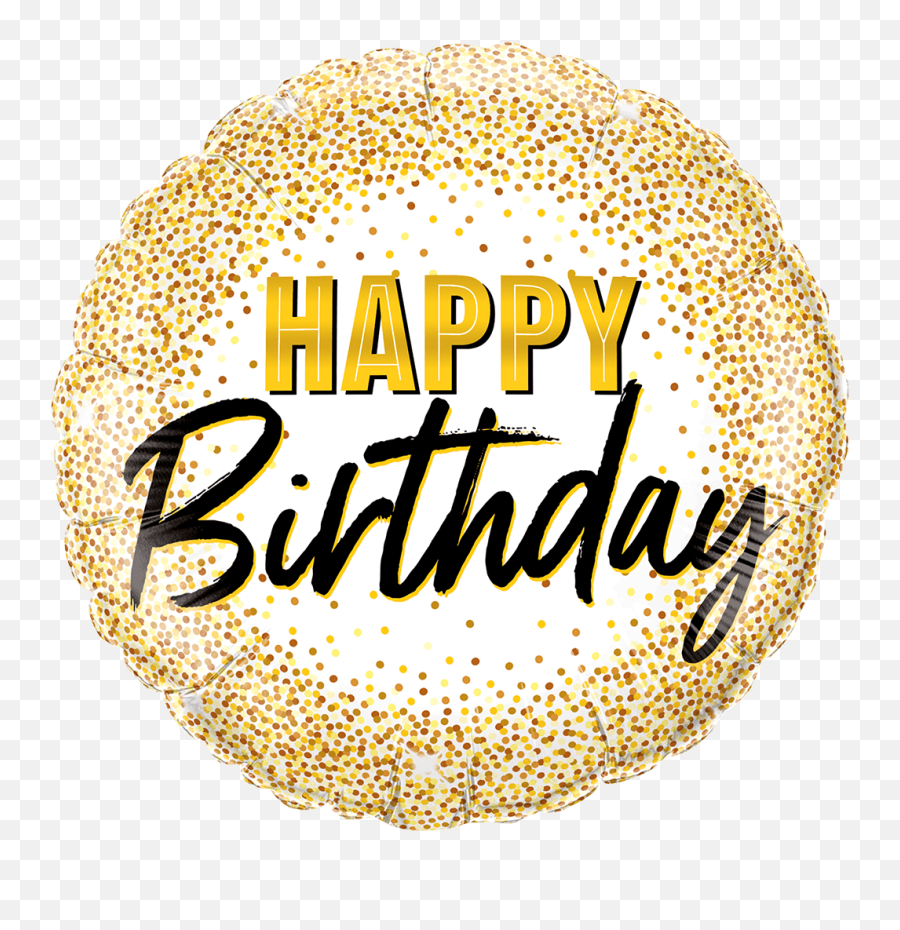 Classy White And Gold Round Birthday Balloon - Birthdays Gold Happy Birthday Text Png Emoji,Gold Circle Png