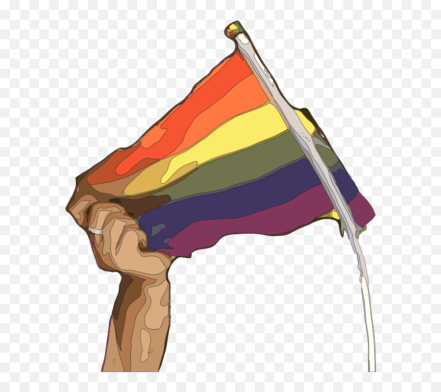 Rainbow Flag And A Hand - Openclipart Fist Grabbing Rainbow Flag Emoji,Rainbow Flag Png