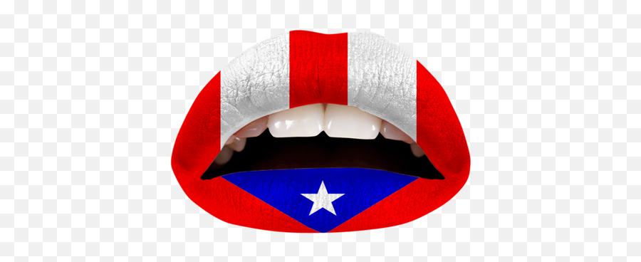 Download Temporary Lip Tattoos - Puerto Rican Flag Stuff Transparent Puerto Rico Flag Lips Emoji,Puerto Rican Flag Png