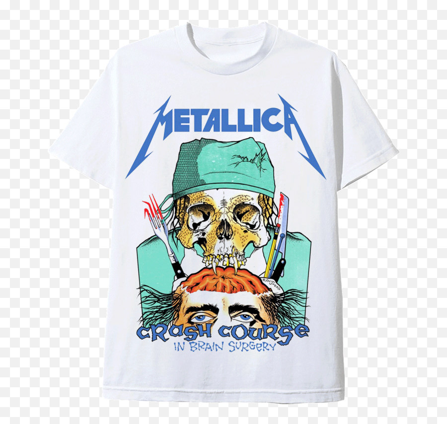 Metallica - White T Shirt Crash Course In Brain Emoji,Metallica Png