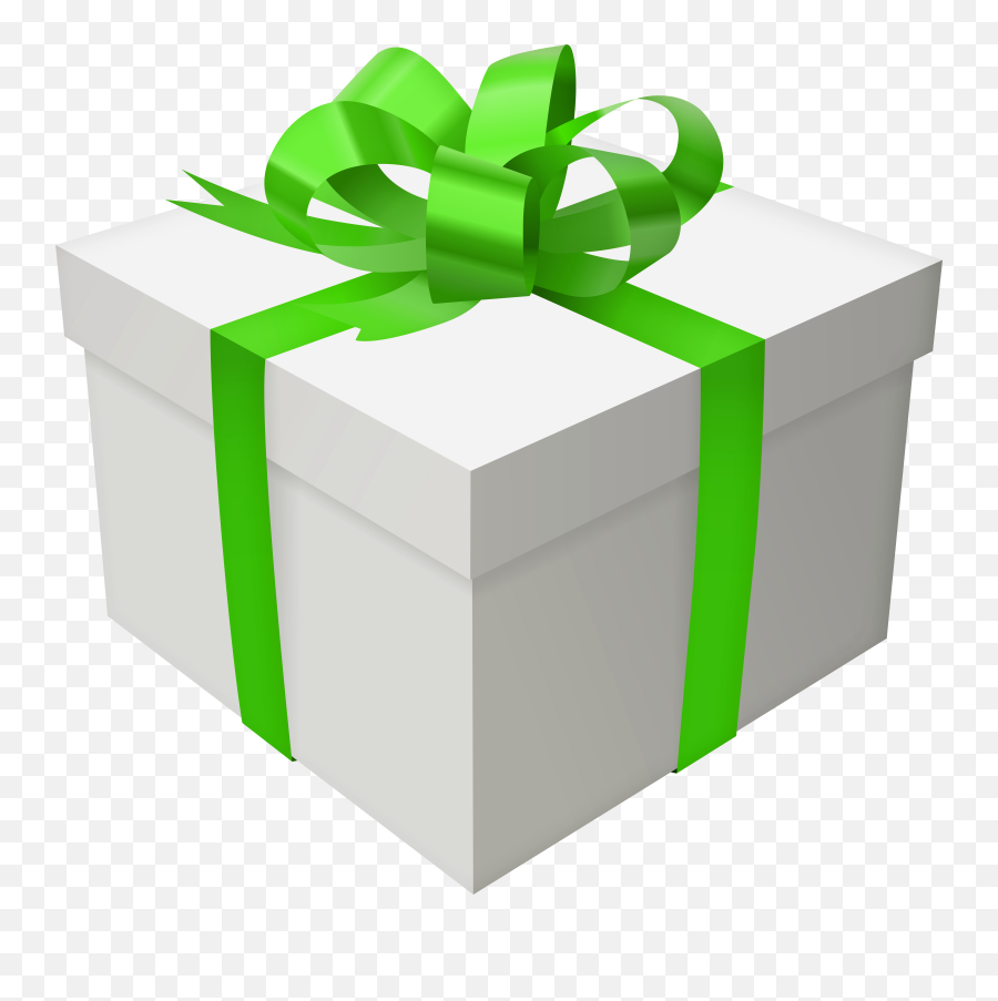 Gift Box With Green Bow Png Clip Art Emoji,Gift Clipart