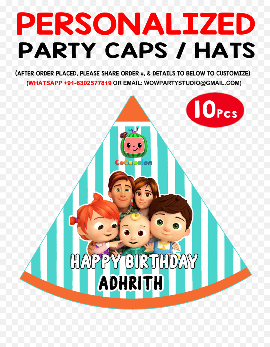 Personalized Birthday Party Caps Hats 10pcs Emoji,Happy Birthday Hat Png