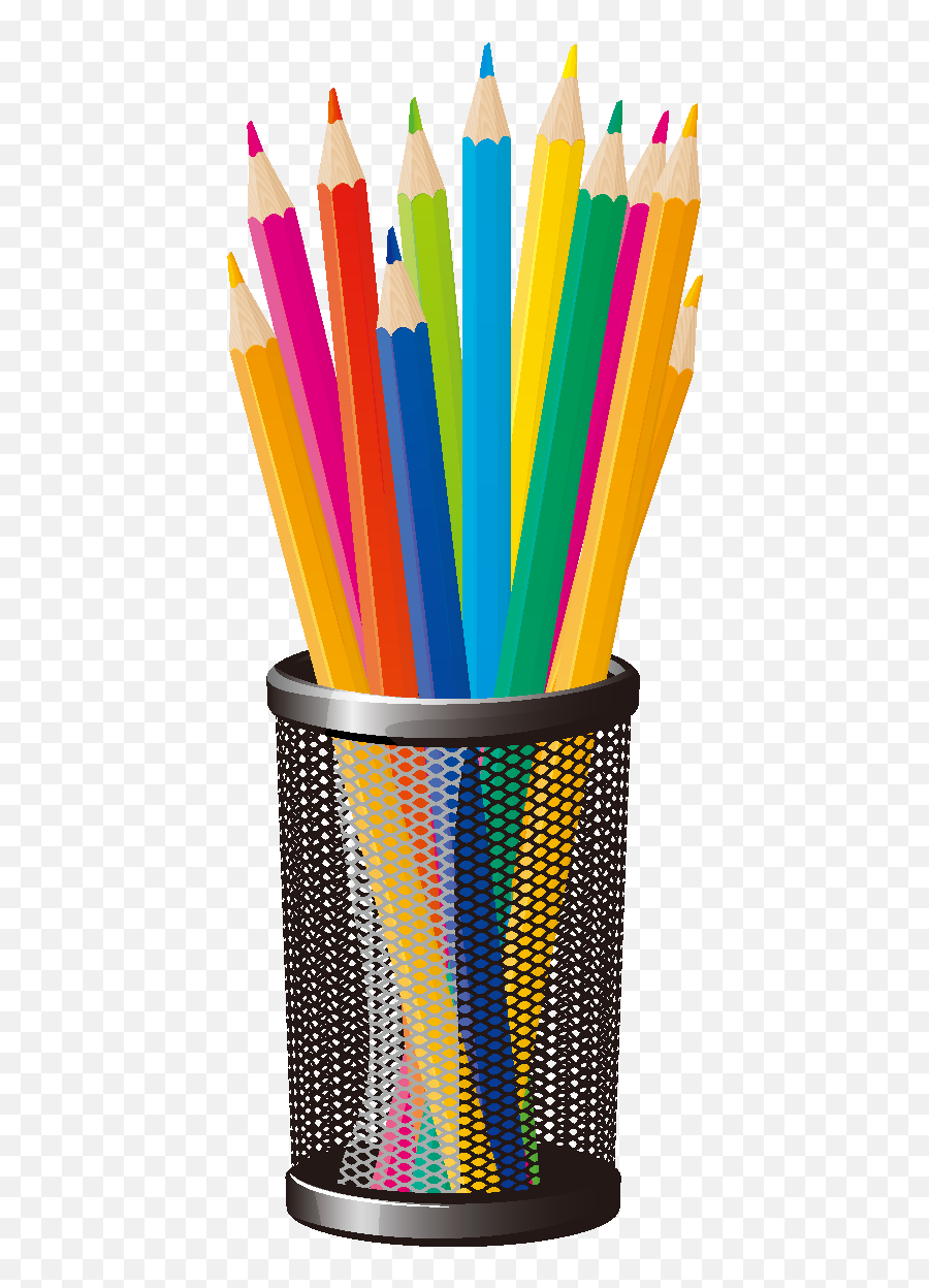 Download Hd Hand Drawn Colorful Pencil - Pencil Cup Clipart Emoji,Pencils Clipart