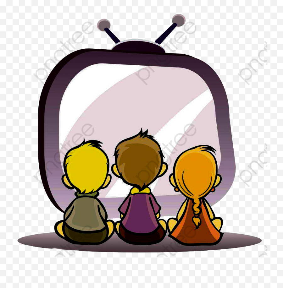 Watching Tv Child - Cartoon Children Watch Tv Emoji,Watching Tv Clipart
