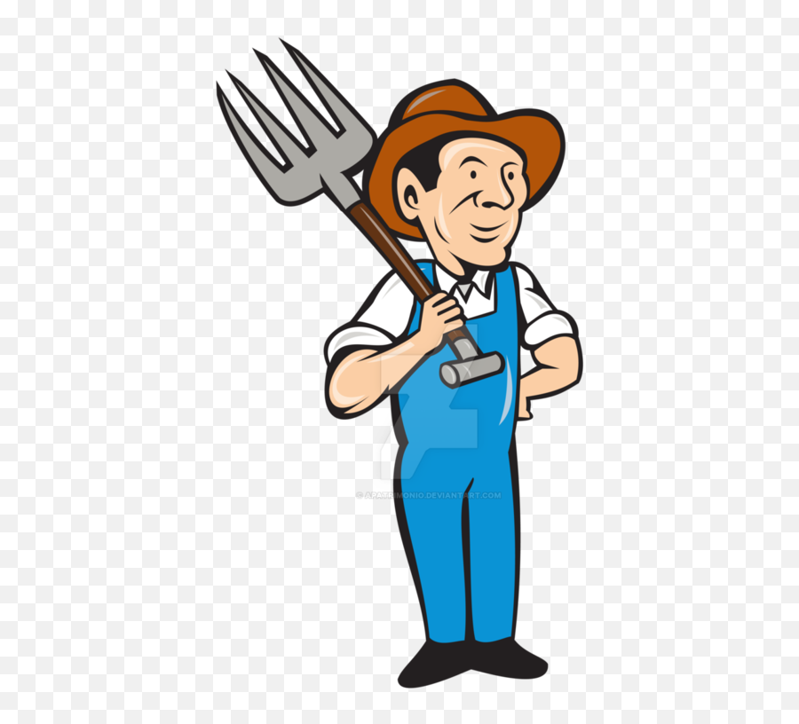 Farmer Pitchfork Shoulder Standing Cartoon By Apatrimonio - Farmer With Shovel On His Shoulder Animation Emoji,Pitchfork Png