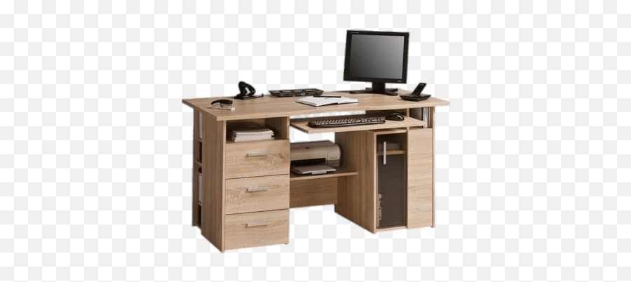 Computer Desk Transparent Png - Beech Computer Desk With Keyboard Tray Emoji,Desk Png