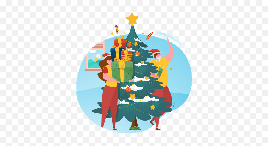 Best Premium People Doing Christmas Party Illustration Emoji,People Greeting Each Other Clipart