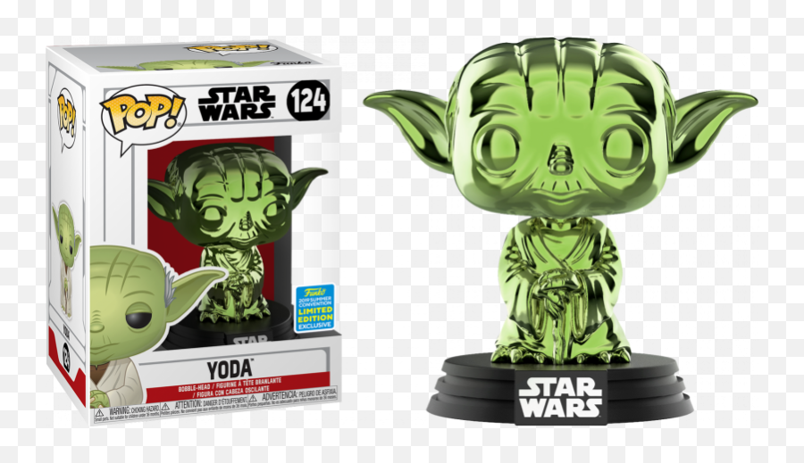 Star Wars - Green Chrome Yoda Pop Vinyl Figure 2019 Summer Convention Exclusive Emoji,Yoda Head Png