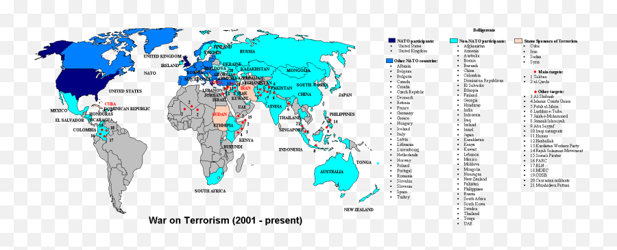 War On Terrorism Map - Greece And Usa Map Full Size Png Worldwide Transportation Emoji,Usa Map Png
