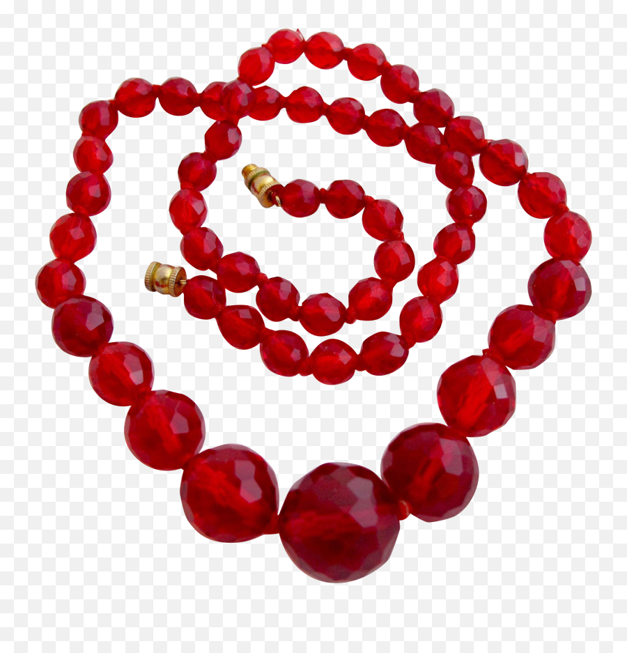 Sold - Vintage Cherry Red Faceted Crystal Bead Necklace Emoji,Bead Png