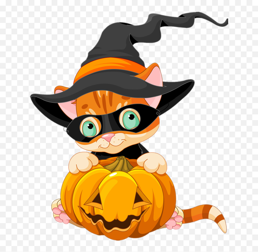 Cute Halloween Cat In Pumpkin Clipart - Cute Cat Halloween Halloween Emoji,Cute Pumpkin Clipart