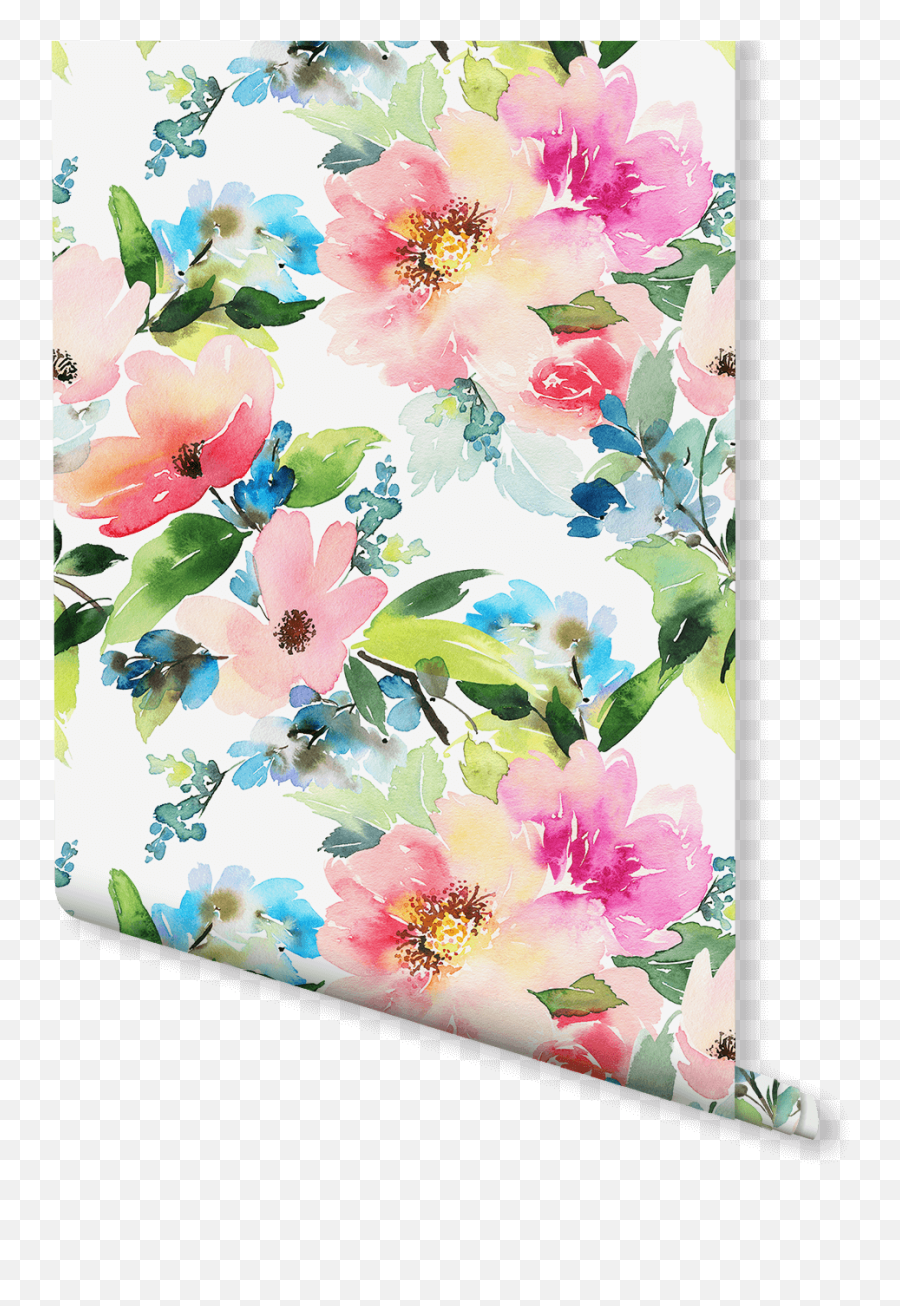 Download Summer Floral Wallpaper Pink Watercolor Floral Emoji,Flower Pattern Png