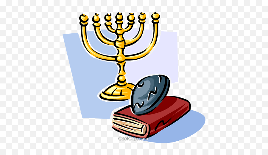 Menorah Yarmulke And Bible Royalty Free Vector Clip Art - Judentum Clipart Emoji,Menorah Clipart