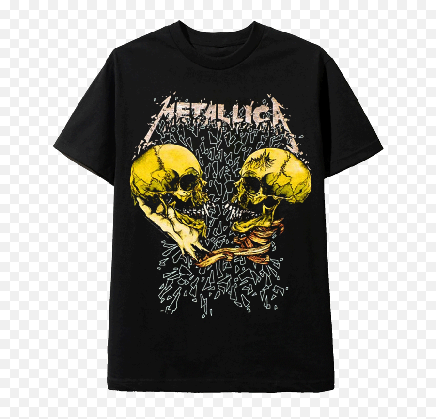 Round - Neck Vintage Rock Black T Shirt Metallica Sad And True Emoji,Metallica Star Logo