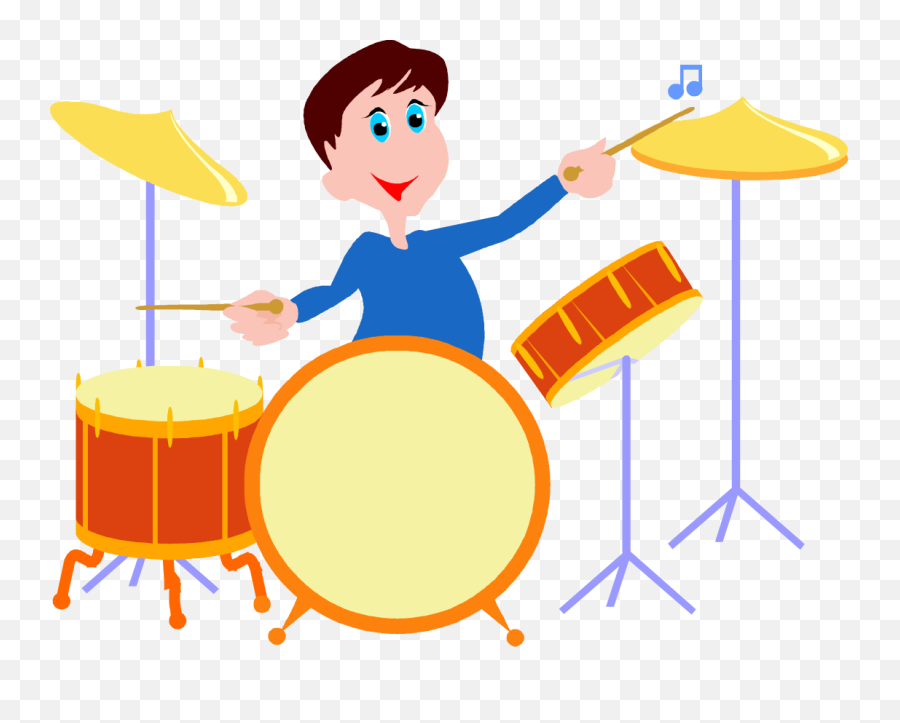 Drum Clipart Drum Player - Cartoon Playing Png Download Play The Drums Cartoon Emoji,Drum Clipart
