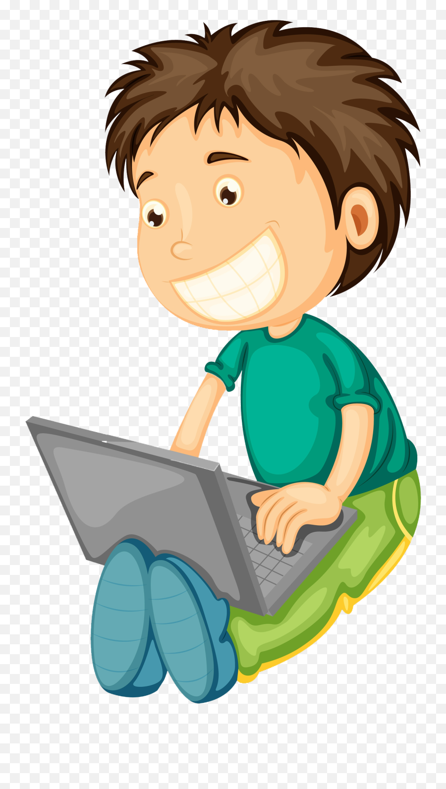 Computer Boy Clipart - Boy And Girl On Laptop Clipart Png Emoji,Clipart Of Boy