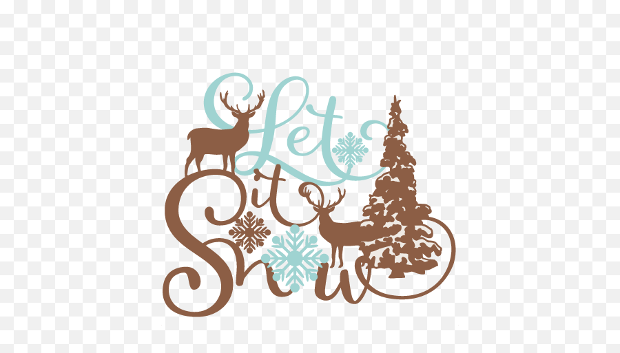 Let It Snow Phrase Winter Scene Svg Scrapbook Cut File Cute - Christmas Scene Deer Snow Scene Silhouette Emoji,Free Svg Clipart For Cricut