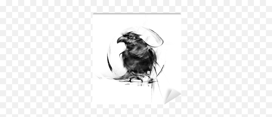 Realistic Black Raven On A White Background Wall Mural U2022 Pixers - We Live To Change Cria Cuervos Y Te Sacaran Los Ojos Emoji,Raven Transparent Background