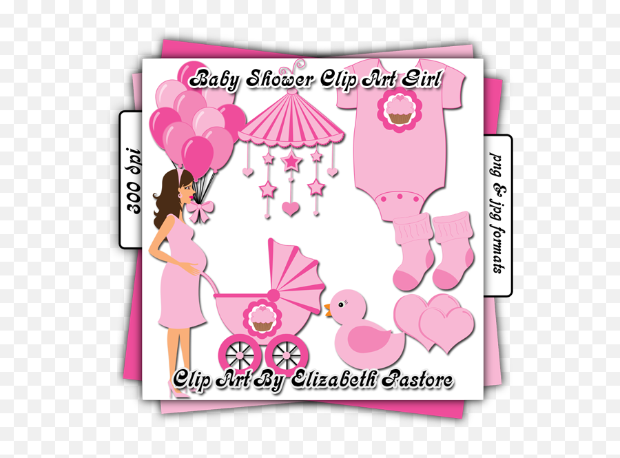 Baby Shower Clip Art Girl By Elizabeth Pastore - Clipartsco Baby Girl Shower Emoji,Shower Clipart