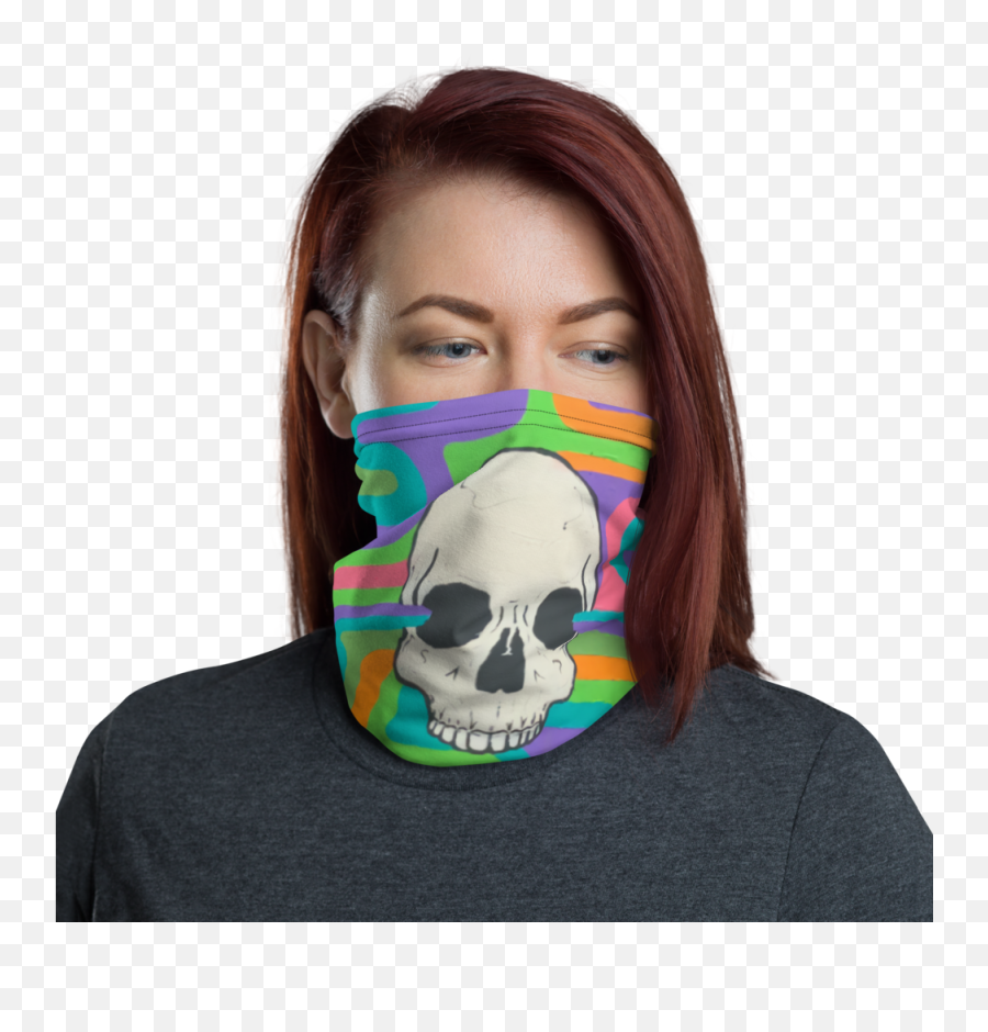 Psychedelic Skull Mask Neck Gaiter U2013 Kellriz Emoji,Skull Mask Png