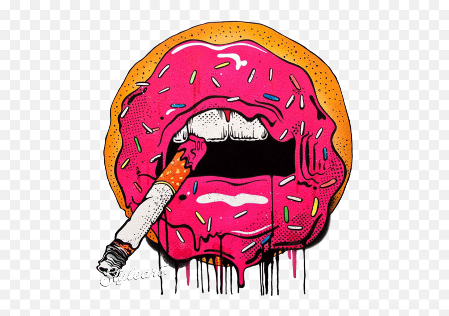 Cigarette Clipart Harm - Donut Lips Pop Art Emoji,Cigarette Clipart