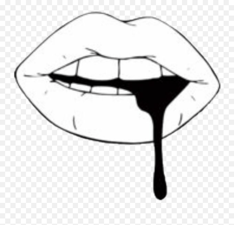 Mouth And Tongue Clipart Black And - Easy Lips Drawing Emoji,Tongue Clipart