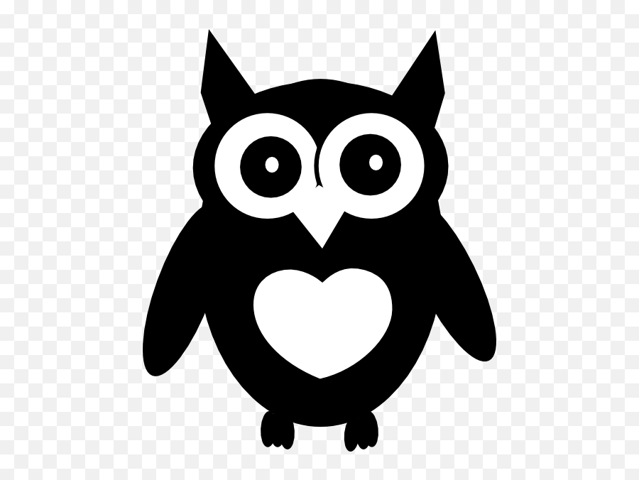 Simple Owl Clip Art Black And White - Black And White Clip Art Owl Png Emoji,Owl Clipart Black And White