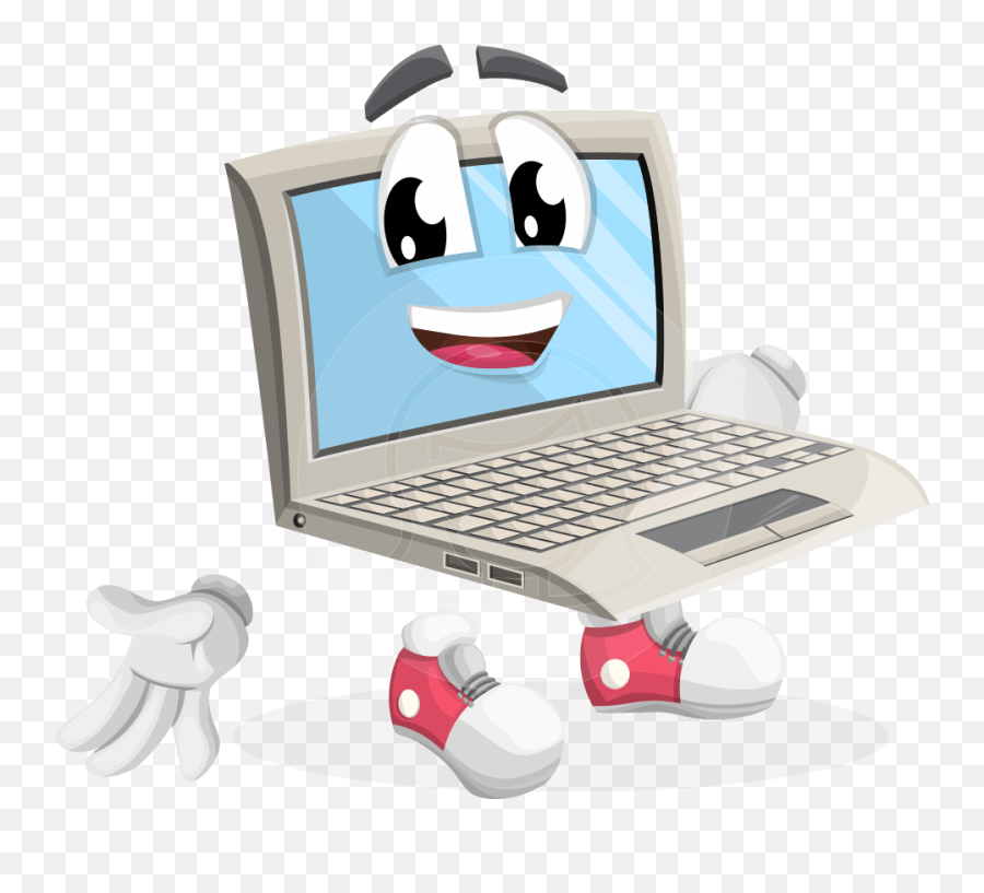 Download Computer Clipart Free Snowflake Clipart - Friendly Laptop Cartoon Character Emoji,Free Snowflake Clipart