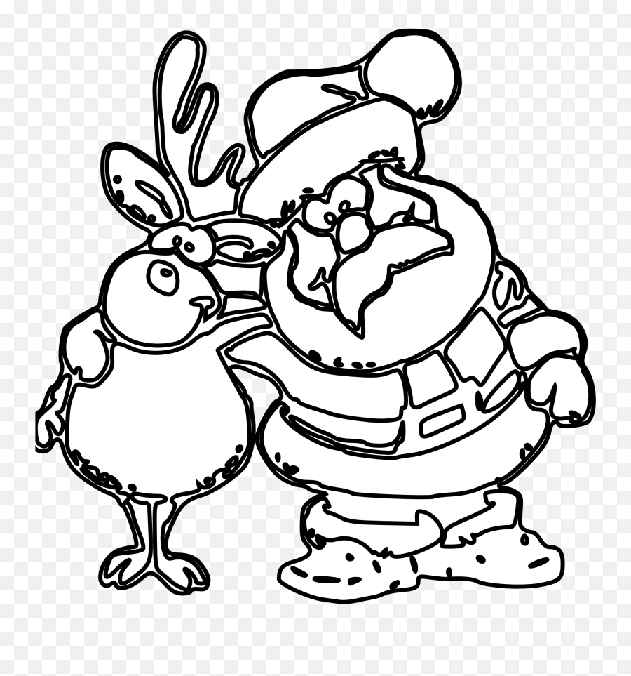 Download Reindeer Clipart Black And White - Weihnachtsmann Weihnachtsmann Ausmalen Mit Rentier Emoji,Rudolph The Red Nosed Reindeer Clipart