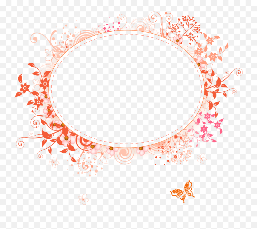 Download Hd Orange Frames Transparent - Oval Frame Pink Png Flower Border Transparent Oval Emoji,Oval Frame Png