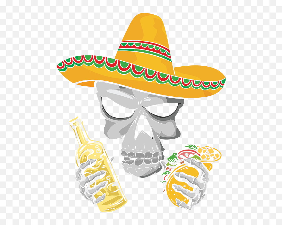Skull Sombrero Beer Taco Cinco De Mayo Face Mask For Sale By Emoji,Maracas And Sombrero Clipart