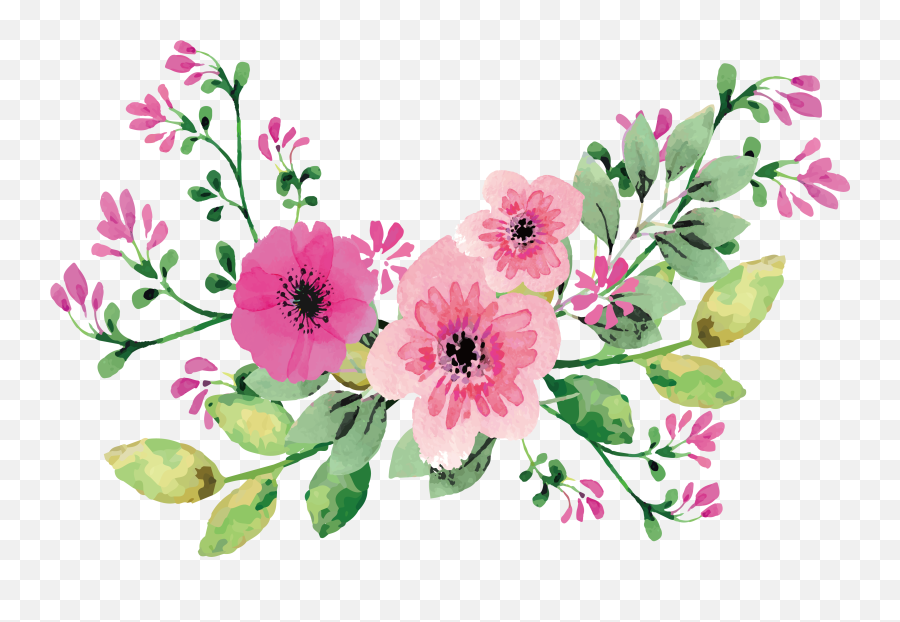 Romantic Watercolor Flowers Png - Png Transparent Watercolor Flower Png Emoji,Watercolor Flowers Png