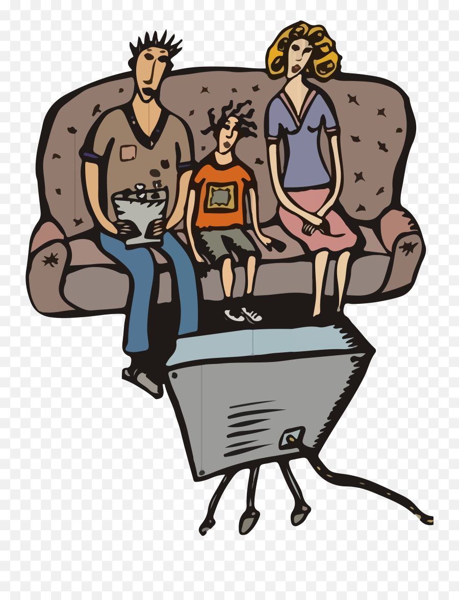 Download Hd Png Royalty Free Library - Family Watch Tv Clipart Png Emoji,Watching Tv Clipart