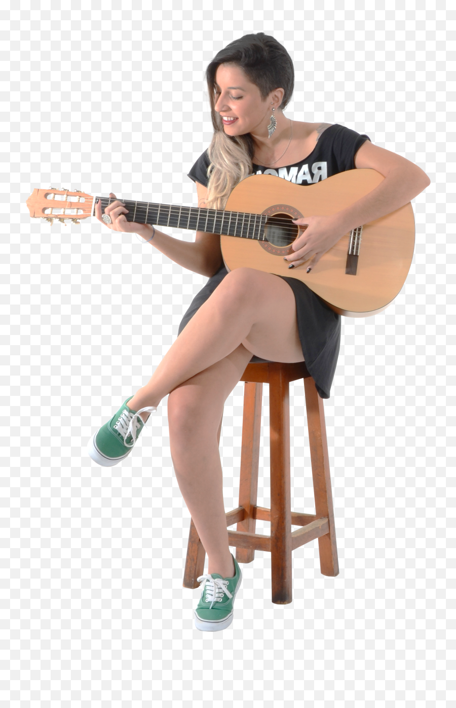 Beautiful Girl Playing Guitar Png Image - People Playing Guitar Png Emoji,Guitar Png