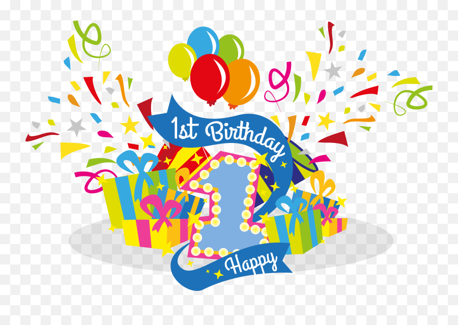 Happy 1st Birthday Png Transparent - First Happy Birthday Png Emoji,Birthday Png