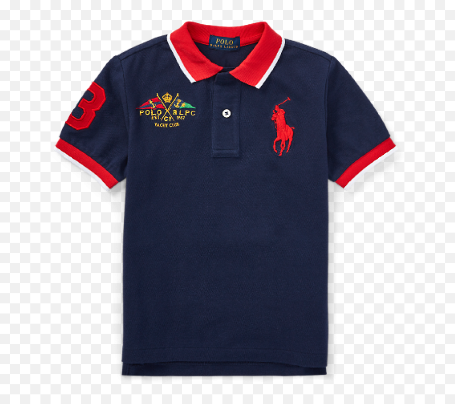 Polo Rl Dark Blue With Red Collar Big - Polo Shirt Blue And Red Collar Emoji,Polo Shirts With Big Logo