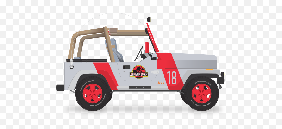 Jurassic Park Jeep Illustration - Car Jurassic Park Jeep Cartoon Emoji,Jurassic Park Clipart