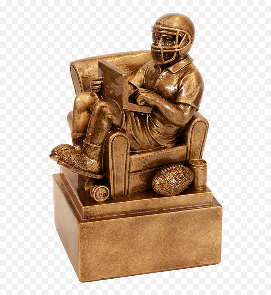 Antique Gold Fantasy Football Man In Chair U2013 Academy Engraving Emoji,Fantasy Football Custom Logo
