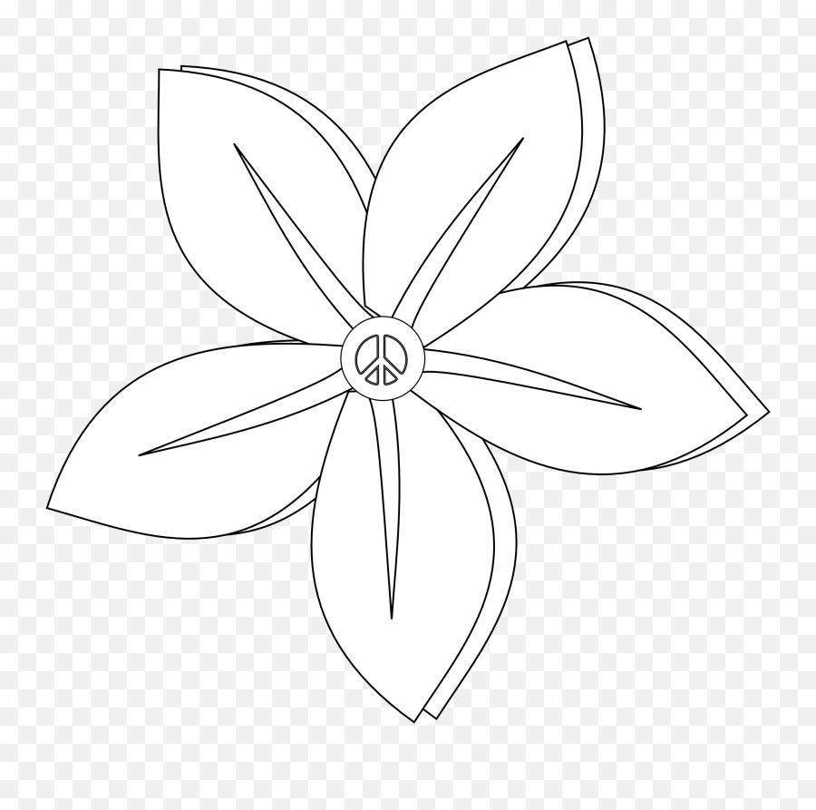Peace Symbol Peace Sign Flower 8 Black White Line Art - Flower Drawing Vector White Emoji,Flower Clipart Black And White